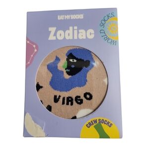 Zodiac Virgo Crew Socks - Blue and Tan